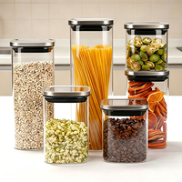 Grand bocal de rangement en verre avec couvercle métallique hermétique pour pâtes, céréales, grains de café, riz et stockage en garde-manger