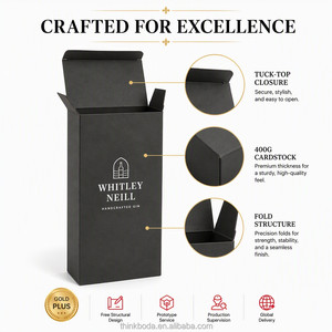 Boîte cadeau personnalisée pour <span class=keywords><strong>gin</strong></span>, 1 bouteille de 750 ml avec logo, boîte en carton noir de luxe pour l'emballage de bouteilles d'alcool, vente en gros - Product Image 3