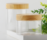 Pot en Plastique Transparent 100ml/200ml/300ml/500ml avec Couvercles en Bois à Vis, Récipient Vide pour Crème Cosmétique, Poudre, Boîte de Maquillage