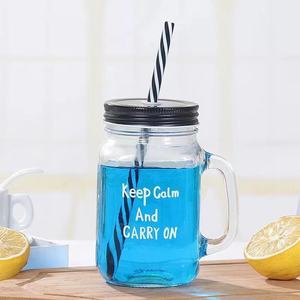 Un irrompible personalizado venta al por mayor de vidrio mason jar con <span class=keywords><strong>mango</strong></span> y gorras para beber bebida - Product Image 5