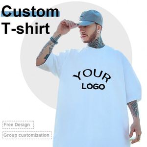Camiseta de Manga Corta para Hombre, 250 g/m², Algodón Puro, Cuello Redondo, Color Sólido, Estilo Simple, Marca de Moda, Estampada, Holgada, Informal - Product Image 1