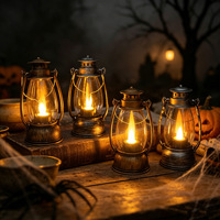 Lámpara LED de Vela Vintage con Llama Parpadeante, Linterna Decorativa para Camping, Luz Nocturna Portátil para Dormitorio, Material PP