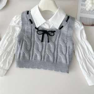 Tongxingyuan Girls' Autumn Jk Set Cotton Woolen Three Piece School Style Outfit For Spring And Autumn - Product Image 3