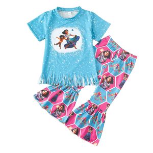 Customized Clothing Set Baby Girl Boutique Children Clothes Kid Casual Clothes Set Short Sleeve Top and <b>Bell</b> Bottom Pant Set - Product Image 6