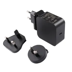 Adaptateur secteur UL FCC CE UKCA 5V 9V 12V 15V 20V 3A 3.25A 65W PD USB Type C Chargeur