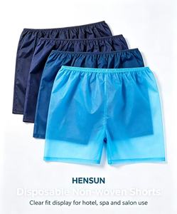 Sous-vêtements jetables pour hommes hensun, boxers en polyester noirs, rangement facile pour hôtel, spa, salon - Product Image 1