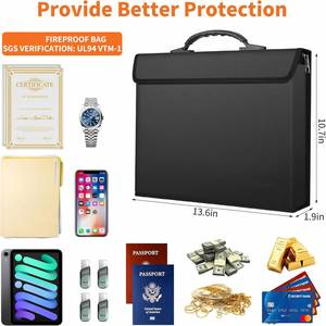 Bolsa Portátil Ignífuga de Gel de Sílice para Documentos y Dinero con 2 Bolsillos, Material Mejorado, Tapa, Almacenamiento Seguro contra Incendios para Viajes y Hogar, 0.54 kg - Product Image 4