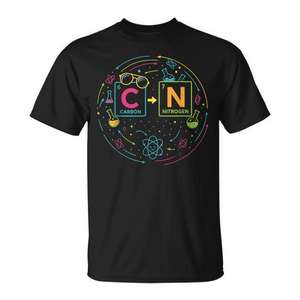 Camiseta con diseño de tabla periódica para profesores de ciencias y química, diseño de elementos de carbono y nitrógeno - Product Image 1