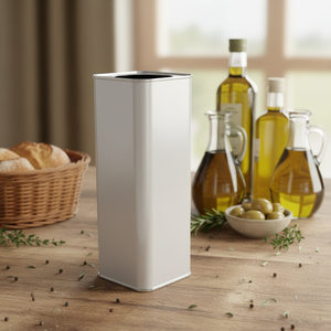 Square <b>Tin</b> Can Olive Metal Container 87 x 87 x 200 mm 1.50 Lt - Product Image 3