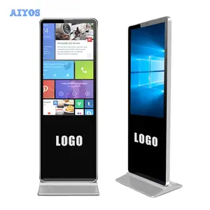 Aiyos 55 Inch Floor Stand Layar Sentuh Display LCD Indoor Android Tampilan Iklan TV Digital Signage Totem Kios