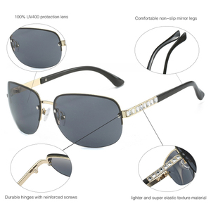 แว่นกันแดดหรูหราปี 2023 แบบไร้กรอบสำหรับผู้หญิง แว่นกันแดดประดับเพชรทันสมัย - Product Image 3