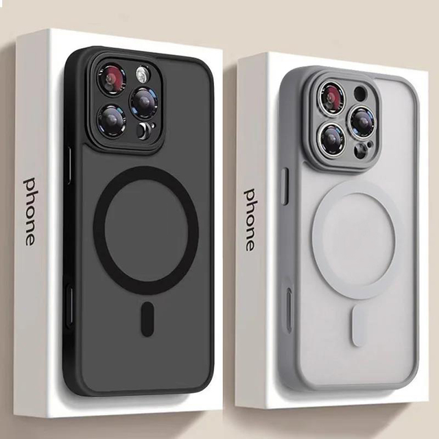 Luxury Matte Armor Magnetic Wireless Charging Case for iPhone 14 15 16 17 18 Air Pro Max Plus Shockproof Cover