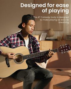 <span class=keywords><strong>Guitarra</strong></span> Acústica de 41 Pulgadas al por Mayor, Kit de Iniciación para Principiantes, <span class=keywords><strong>Guitarra</strong></span> Acústica de Tamaño Completo con Funda, Afinador y Capo para Adultos y Adolescentes - Product Image 3