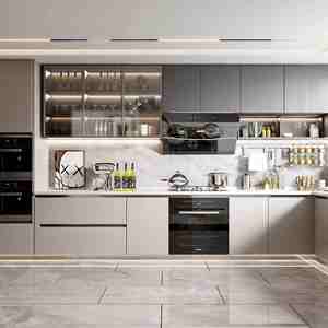 Fabricant chinois de meubles de cuisine en contreplaqué de style moderne, personnalisables, système de rangement intelligent multifonctionnel pour restaurant - Product Image 1