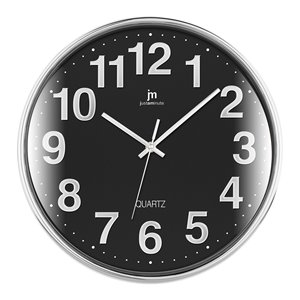 JUSTAMINUTE Wall <b>Clock</b> (35.5cm) Black and Chrome 00816N - Product Image 1