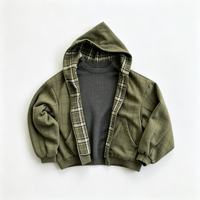 Sweat-shirt réversible à capuche zippé avec doublure, veste streetwear oversize en jersey de coton pour l'automne