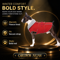 Veste pour chien doublée de peluche rouge, manteau pour animaux de compagnie résistant au froid, gilet coupe-vent pour chiot pour les promenades en plein air en hiver