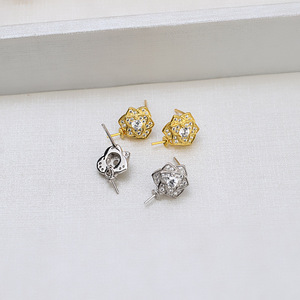 Pendientes de Plata S925 con Forma de Rosa y Anillo Ajustable, Colgante para Dedo, Accesorios de Joyería Personalizados, Soporte Vacío 1292 - Product Image 4