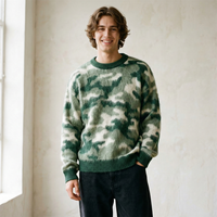 Fabricant de pulls en tricot brossé camouflage personnalisés, vente en gros, pull effet mohair tie-dye, faible MOQ, OEM ODM, usine, marques de créateurs