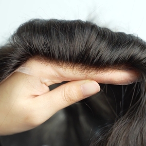 <span class=keywords><strong>Parrucca</strong></span> HS7F in pizzo francese completo <span class=keywords><strong>con</strong></span> capelli umani indiani, sistema di sostituzione dei capelli per uomo, toupet - Product Image 1