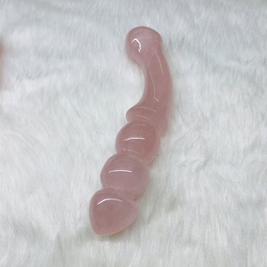 惊人的宝石玫瑰石英水晶魔杖刮沙女性，水晶针灸按摩棒光滑边缘 - Product Image 4