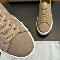 Chaussures basses en daim véritable kaki pour hommes, originales d'Italie, à lacets, baskets décontractées, chaussures de marche quotidiennes
