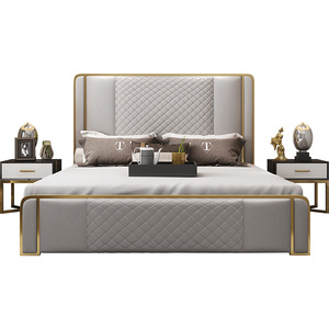 Lit double en cuir de luxe léger, design artistique, taille <span class=keywords><strong>King</strong></span>/Queen, mobilier moderne pour chambre à coucher, Guangdong Italie 2020 - Product Image 6
