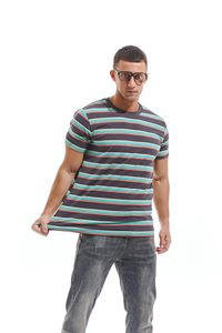 Logotipo personalizado impreso Vintage Streetwear camisetas rayas de manga corta Camisetas Hombre de gran tamaño fabricantes camisetas - Product Image 3