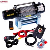 Nouveau treuil électrique tout-terrain 12V/24V de 900 kg à 9000 kg avec câble métallique et télécommande, robuste pour l'extérieur - Vente chaude