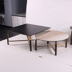 Mesas de centro de madera maciza italiana para sala de estar, mesita de lujo de diseño contemporáneo, color negro - Product Image 5