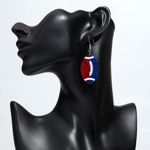 Atacado Simples Impresso Pingente Oval Sports Rugby Jóias Colorido Glitter Futebol Americano Acrílico Brincos Presentes - Product Image 6