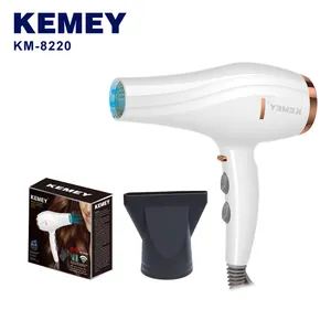 Kemei KM-8220 Secador de cabelo ajustável de alta velocidade 1500 W Barbeiro com bico de coleta de três engrenagens