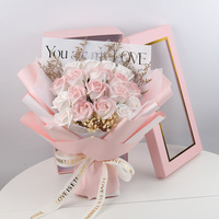 Bouquet de fleurs en peluche pour mariage Savon Fleurs Saint Valentin Cadeau bleu rose Anniversaire Fête des Mères Cadeau
