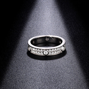 Impostazione lunetta anello Moissanite S925 argento placcato oro bianco 18K D colore VVS scintillante GRA certificato anello matrimonio di lusso eterno - Product Image 3
