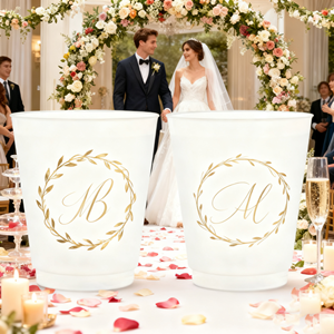 Bicchiere in Acrilico Trasparente da 16oz (270ml) <span class=keywords><strong>con</strong></span> Bordo Dorato, Personalizzabile <span class=keywords><strong>con</strong></span> <span class=keywords><strong>Nome</strong></span> della Sposa, per Damigelle e Sposo, Bicchiere da Matrimonio da 9oz - Product Image 1