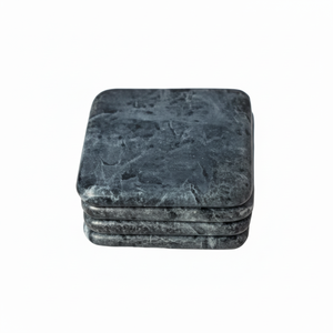 Ensemble de sous-verres carrés en marbre vert de sous-verres faits à la main en pierre naturelle pour tasses à café et décoration de table à la maison - Product Image 1