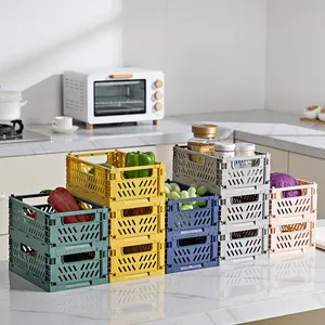High quality fruit vegetable plastic folding storage baskets