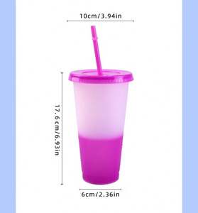 Gobelet isotherme à changement de couleur froid 16OZ 24OZ avec paillettes, anti-fuite, avec paille et couvercle, impression personnalisée, utilisation pour les fêtes - Product Image 4