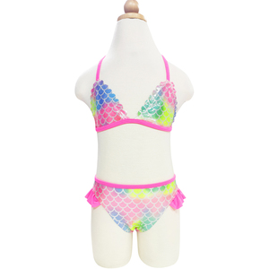 Costume da bagno estivo a <span class=keywords><strong>due</strong></span> pezzi personalizzato all'ingrosso, nuovo design, grazioso bikini da spiaggia per ragazze adolescenti e bambini. - Product Image 2