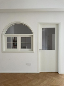 French Design Double <strong>Round</strong> <strong>Top</strong> Interior Glass <strong>Doors</strong> Modern Walnut Material Arched Opening for Apartment Bedroom Hotel Villa Use - Product Image 6