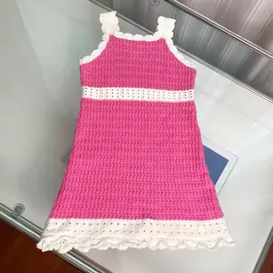 Knitwear Manufacturers Sleeveless Summer And Spring Factory Custom New Fashionable Solid Color Kids Girls Sweater Crochet Dress