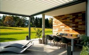 Nuevo estilo minimalista al aire libre persiana techo sombreado e impermeabilización sistema Eco clima eléctrico aluminio Gazebo pérgola Gazebo - Product Image 3