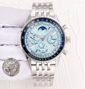 <span class=keywords><strong>Reloj</strong></span> Mecánico de Alta Calidad, Estilo Aviador, con Esfera de Fase Lunar, Resistente al Agua, de Acero Inoxidable de Lujo - Product Image 1