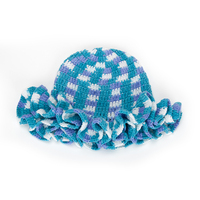 MADESHINE hecho a mano Tie-dye New Stripe Brim Hollow Beanie Cap Cloche Mujeres Sombrero de ganchillo de punto personalizado con volantes