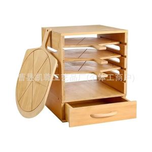 Support de rangement multicouche en bois pour plateaux à pizza avec poignées, planche à découper pour pizza et planche à découper pour légumes - Product Image 3