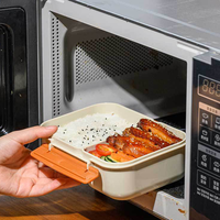 Lonchera Térmica Aislada Apta para Microondas, Lonchera Bento Rectangular de Plástico Portátil con Gran Capacidad para Uso en la Cocina y para Adultos