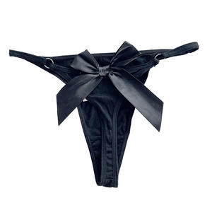 String pour femmes, string sexy, décoration en nœud, string taille mi-haute, sous-vêtements de bikini, culottes T-<span class=keywords><strong>back</strong></span>, tangas en coton - Product Image 4