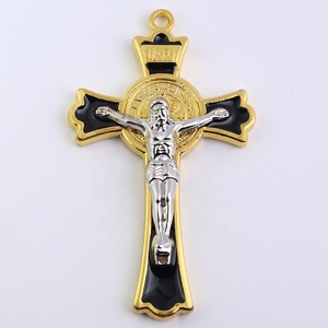 Cruz de 3 pulgadas, epoxi chapado en oro, rojo, marrón, negro - Product Image 4