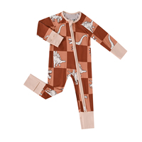 Piyama Bayi Baru Lahir Bahan 95% Serat Bambu 5% Spandex dengan Ritsleting dan Manset Konvertibel, Pakaian Karakter ODM
