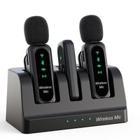 Microphone Lavalier Sans Fil 2-en-1 Mini Micro avec Réduction de Bruit Audio pour Vlog, Podcast en Direct et Créateurs de Contenu
